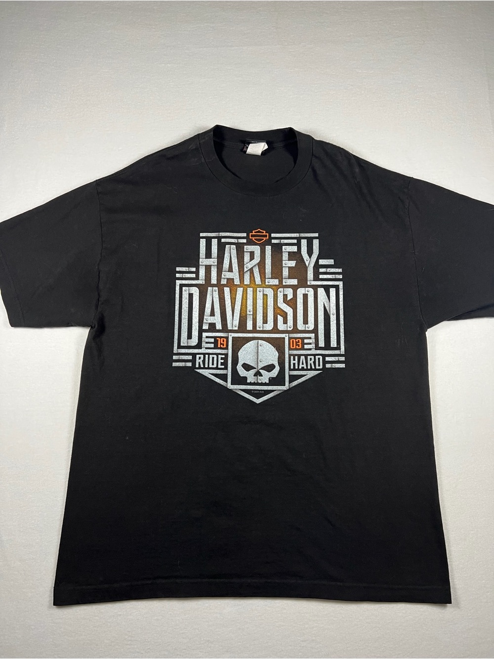 Harley Davidson Motor Cycles Black Gold Black Mens Short Sleeve Shirt Size XL - Picture 3 of 9
